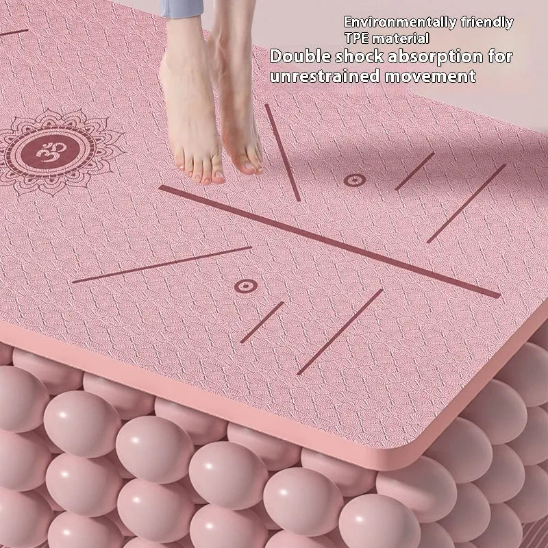 Widened non-slip TPE gymnastic mat with guide lines, shown in mint green colour.