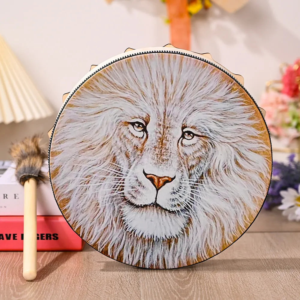 25cm decorative drum with Tree of Life flower surface design, national style, half-handmade