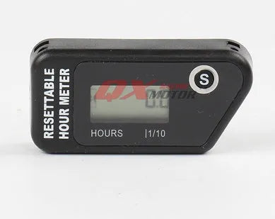Black waterproof LCD electronic timer device for vehicle and generator maintenance reminders.
