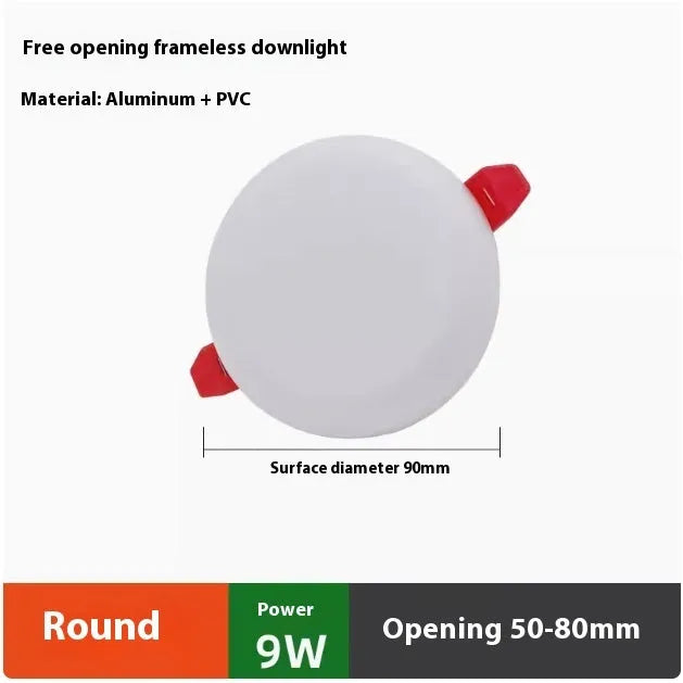 Ultra-thin square and circle aluminium LED panel lights with adjustable mounting holes.