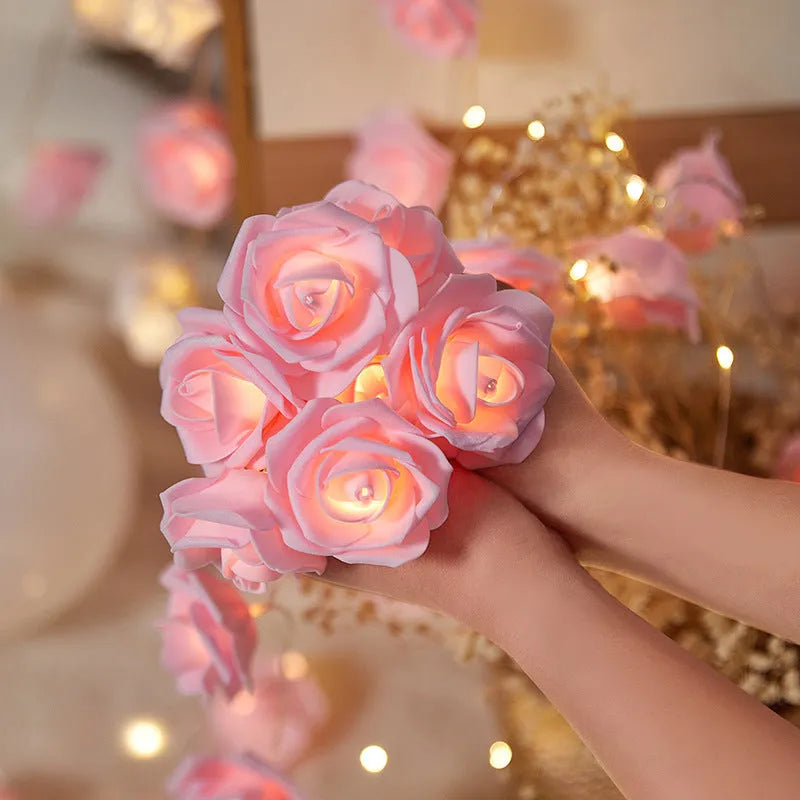 Battery-powered LED rose small coloured lights indoor holiday decoration string with 1.5m length