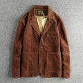 Heavy amekaji retro washed pure cotton corduroy casual jacket for men in brown