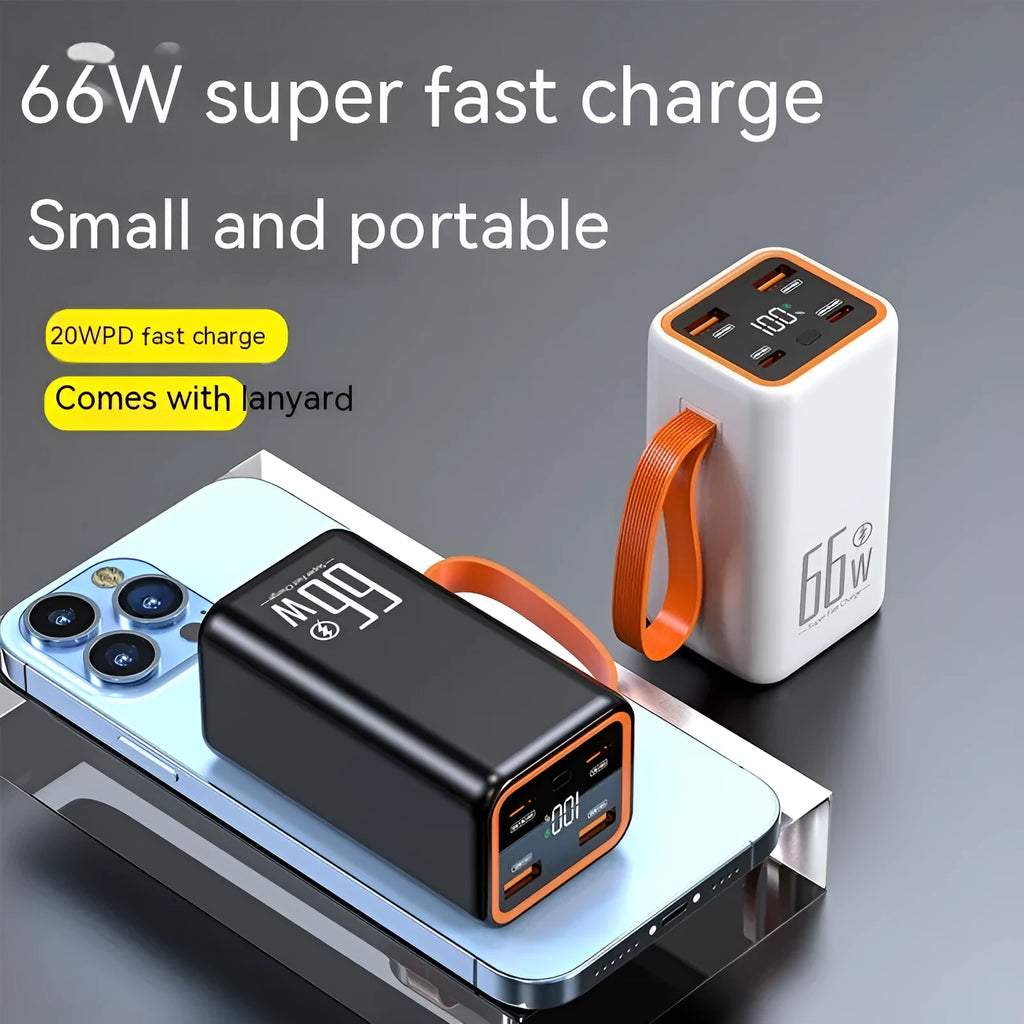 Black and white PD66W fast charge 20000 mAh power bank with creative design