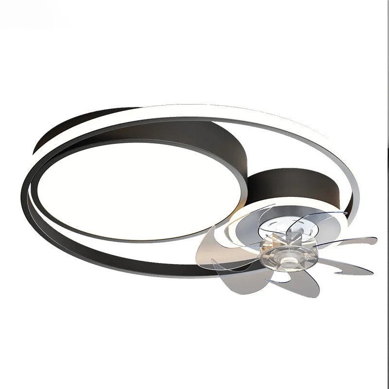 48cm black or gold ceiling fan light with integrated acrylic lampshade and suction mount.