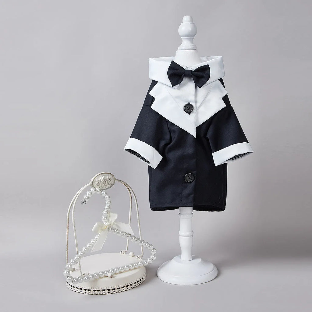 Chinese style gentleman wedding suit for dogs in polyester formal pet clothing