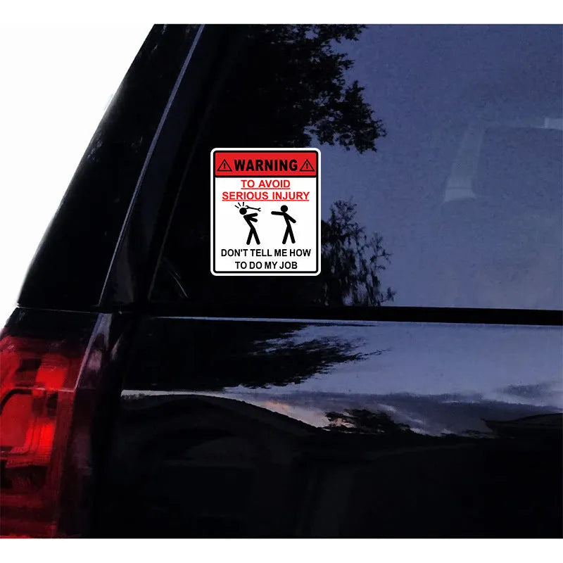 Car glass warning sticker with adhesive backing measuring 14.9cm by 12.6cm in type a hit colour