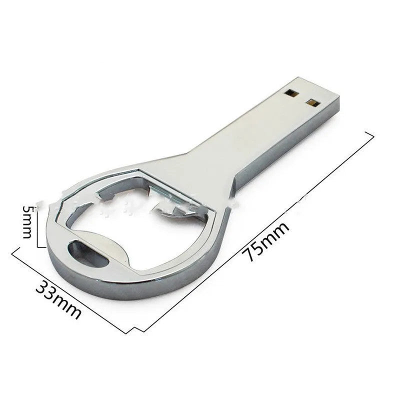 Metal key bottle opener USB flash drive with USB 2.0, available in 4GB to 128GB capacities