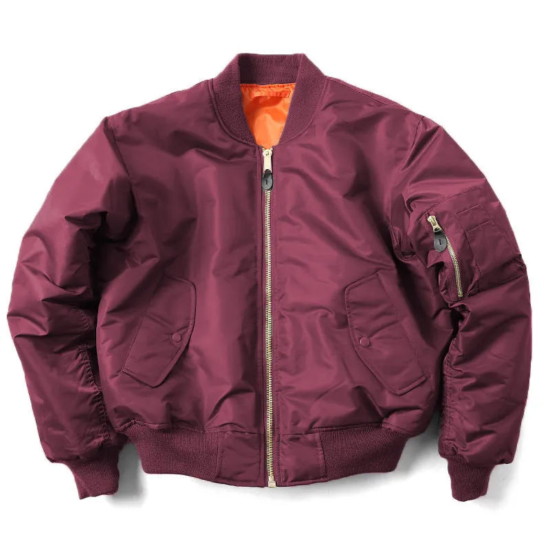 Men's loose-fitting American workwear pilot jacket in army green with cotton padding.