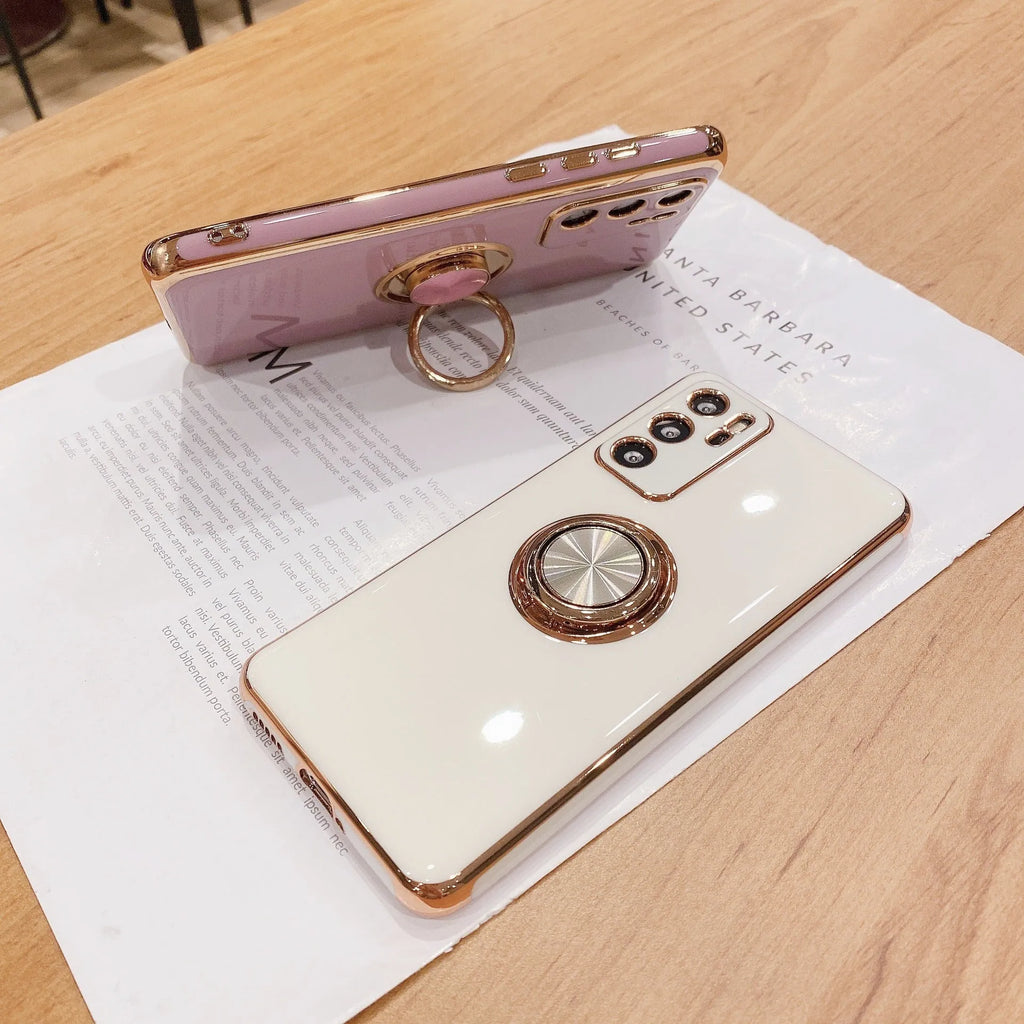 Huawei magnetic phone case with ring bracket in multiple colour options for P40Pro and similar models