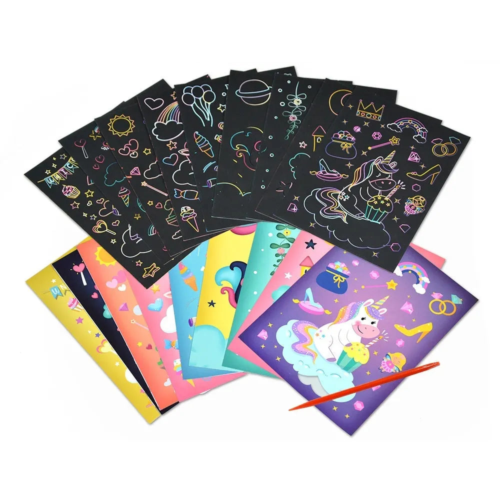 DIY graffiti supplies suit colourful scraping painting paper set for kids 140x190mm 81g