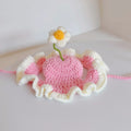 Knitted cat and dog hat in green pink yellow colours with cartoon design for pets