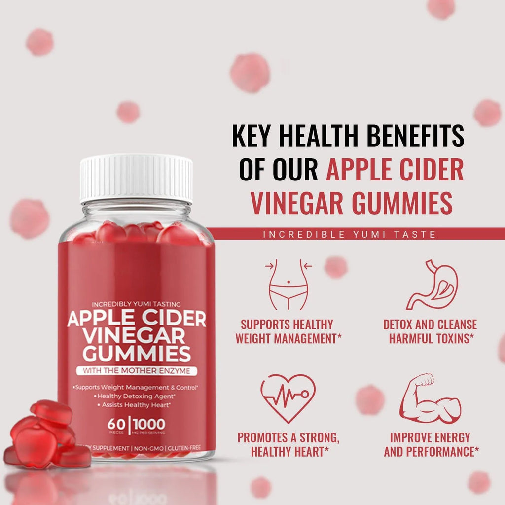 Bottle of 60 apple cider vinegar gummy supplements for adults