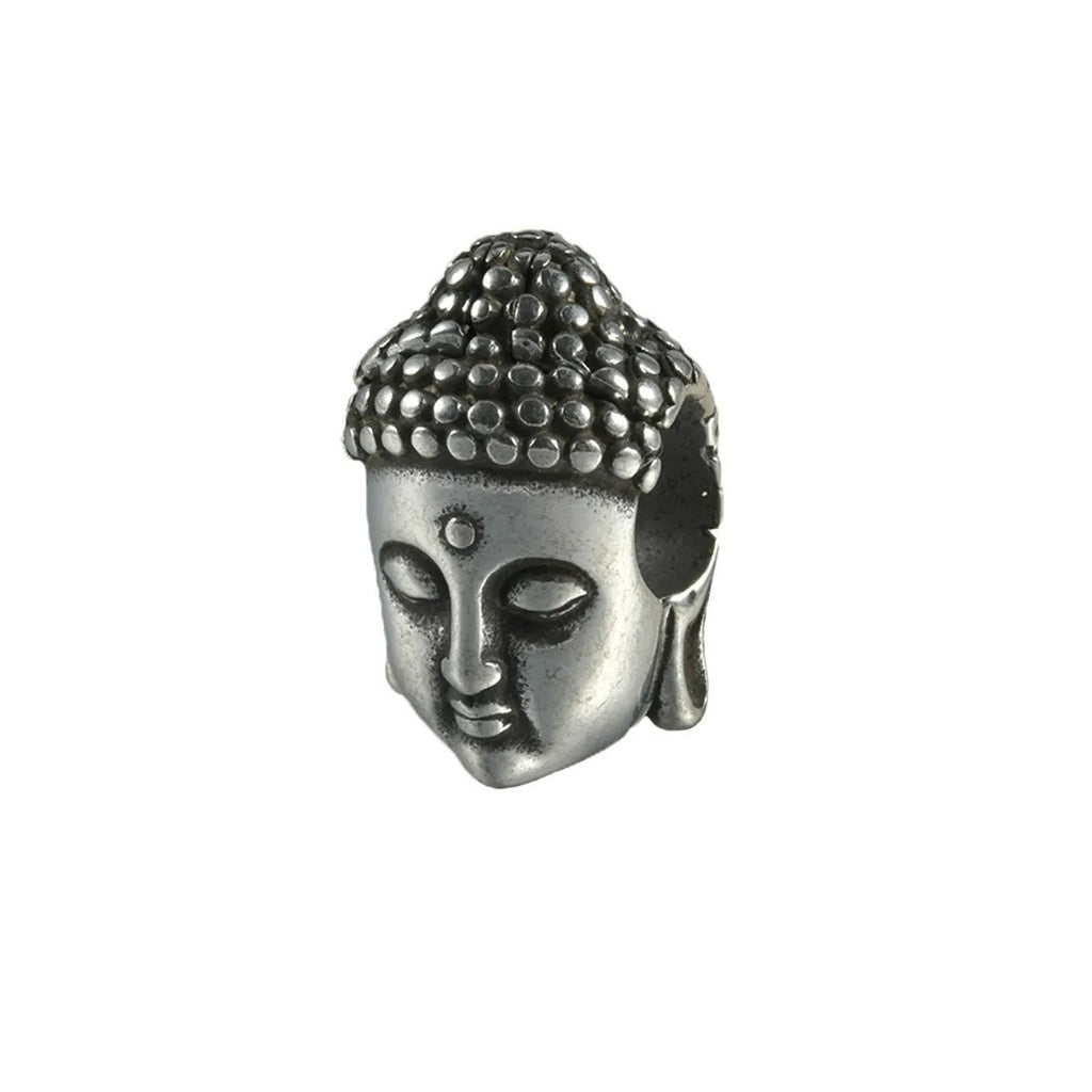 Stainless steel hollow skull and Buddha geometric design earrings in hip-hop style.