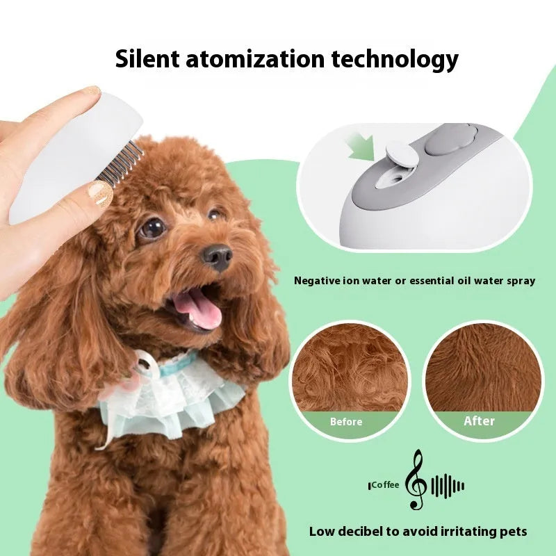 Rechargeable cat massage comb in beige yellow, blue, grey, or orange colours showing ABS silicone construction