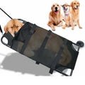 Black aluminium alloy folding pet stretcher for large dogs and emergency animal transfer.