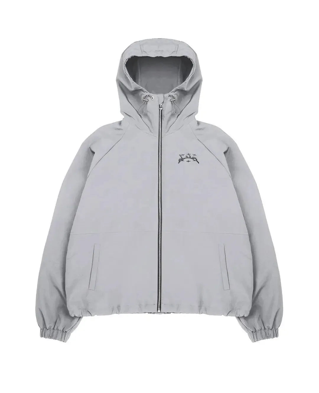 Men's grey loose fit hooded sunscreen jacket with British style design