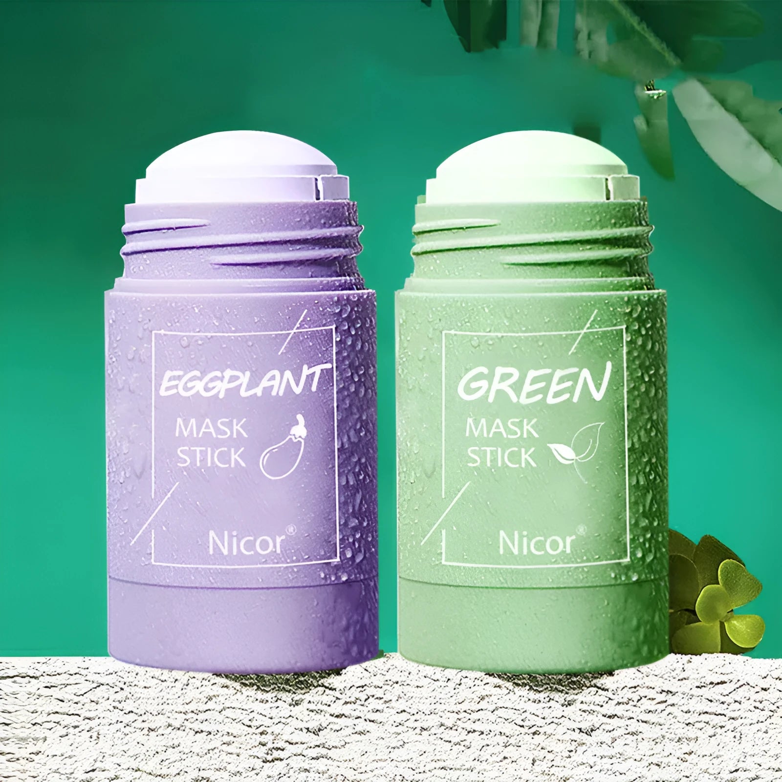 Green tea and eggplant solid cleansing mask sticks in stick format for oily skin care
