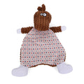 Brown, grey, or orange velvet plush pet toy shaped like a fox elephant with crinkly sound paper inside