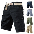 Men's cotton cargo shorts with multiple pockets in army green colour