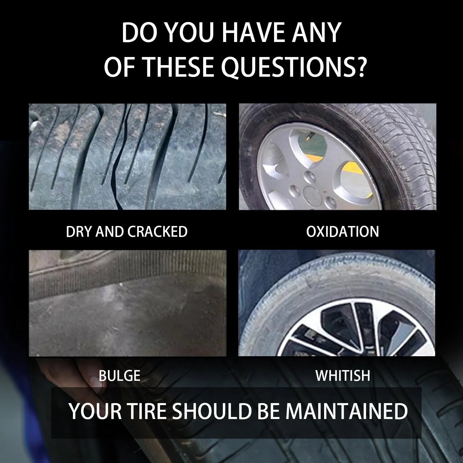 100g car tyre retreading wax in a pot with a white sponge applicator for wheel renovation