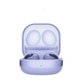 Translucent clamshell-style plastic case for Bluetooth earbuds in gold, black, purple, and clear.