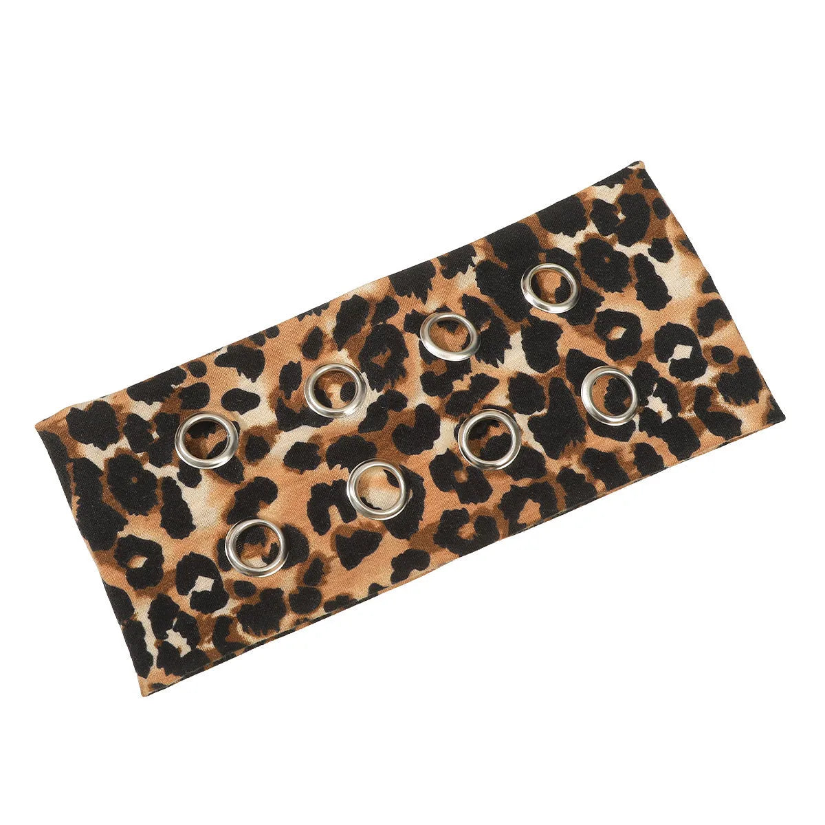 Hollow metal pullover hair band for exercise in leopard print colour