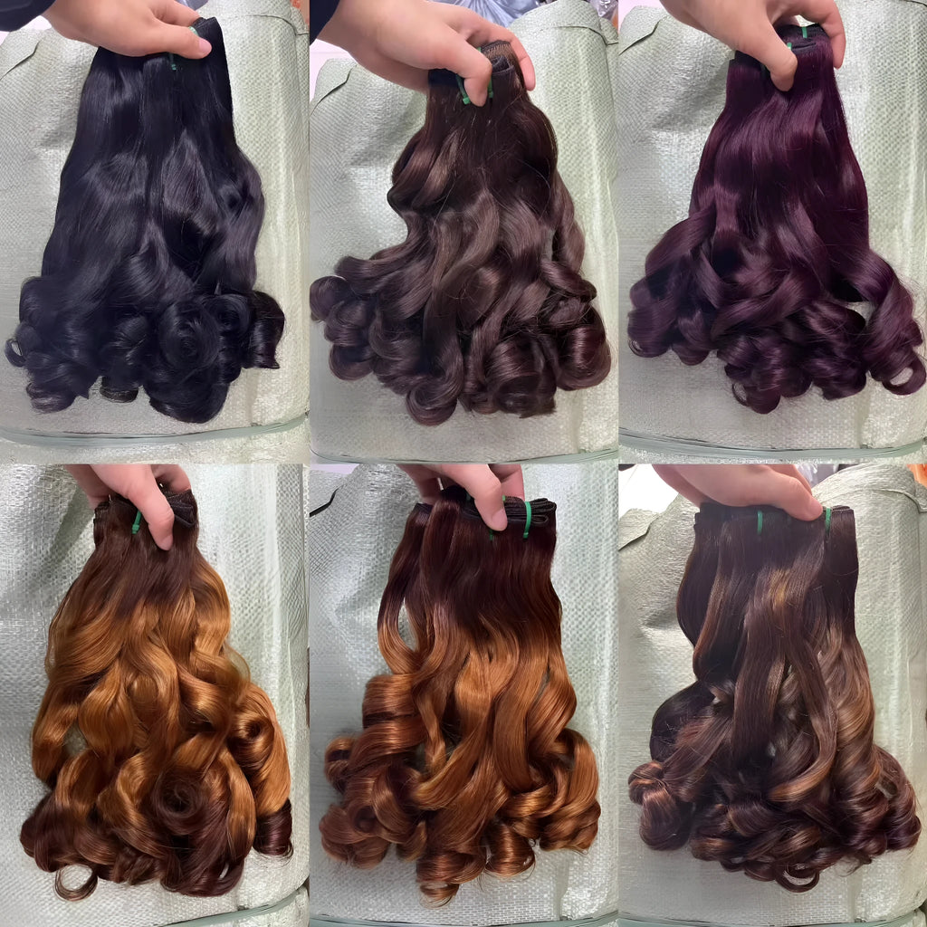 Real human hair front lace wig in Pissy06 colour, showing natural style on a model.