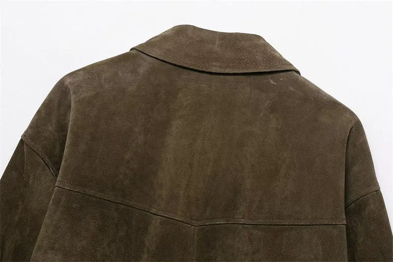 Ladies' PU fabric jacket in regular fit with Japanese Korean casual styling