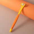 Pet toothbrush with angled handle and soft nylon bristles in multiple colour options for dog and cat dental care