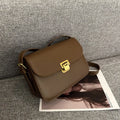Women's soft PU leather small square bag in horizontal rectangle shape with cross-body strap