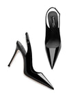 Women's nude PU leather ankle-strap high heels with hollow design and button fastening