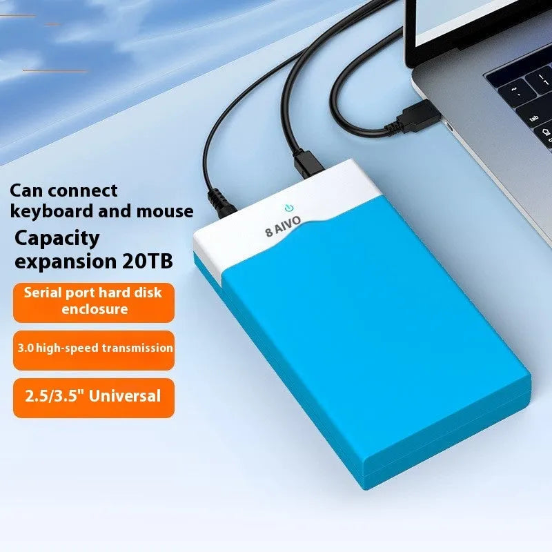 USB 3.0 hard disk enclosure for 3.5 inch SATA drives with sliding cover and multiple colour options