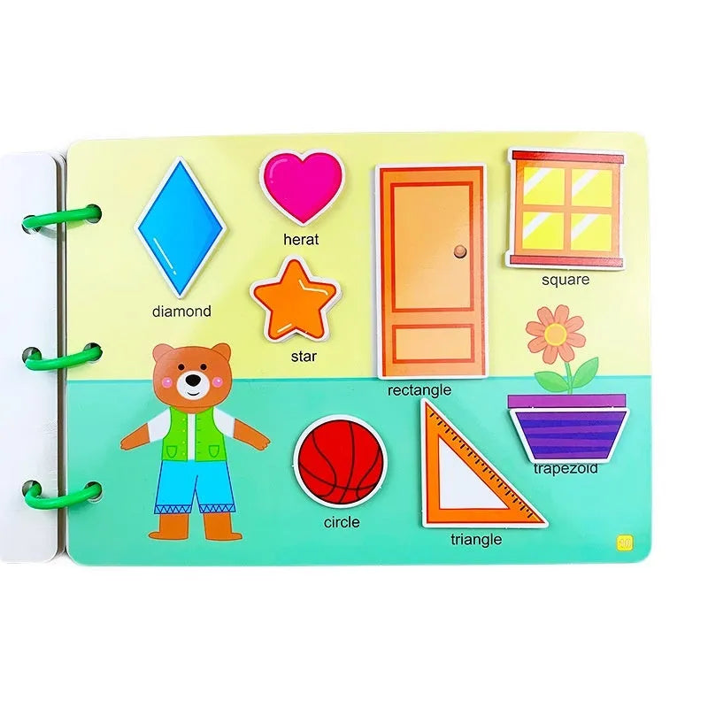 Montessori quiet book material package 28.5x21cm with 17 theme cognitive pages for ages 3 to 9