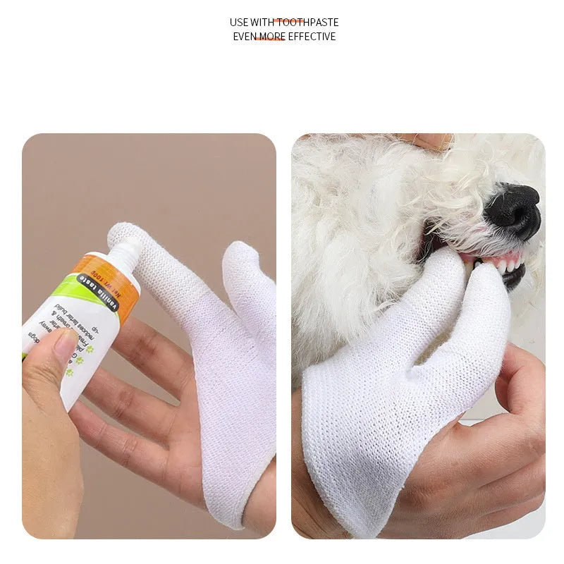 Silicone pet finger toothbrush cover for cleaning dog and cat teeth, with bumps for gentle brushing