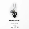 Cartoon little black cat key chain pendant on handbag, plastic resin decoration