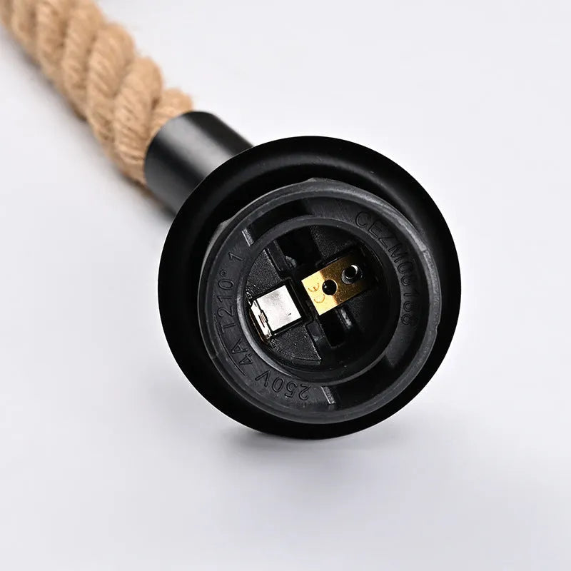 Single-head hemp rope pendant lamp shade with bakelite fitting and 1-metre cable