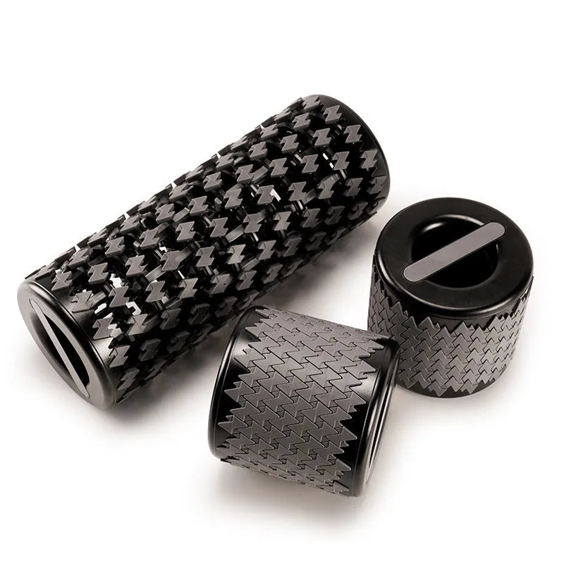 Adjustable telescopic foam roller in red, black, pink, and yellow colour options for muscle recovery.