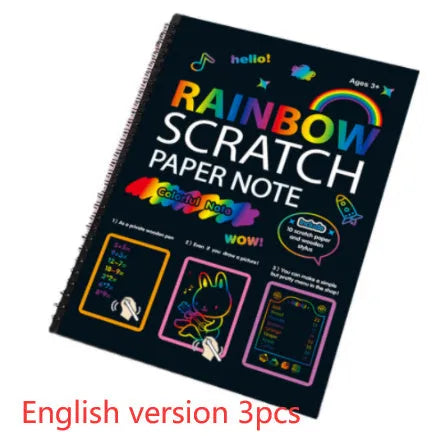 Large children's scratch art paper for DIY creative painting with colourful puzzle scraping design