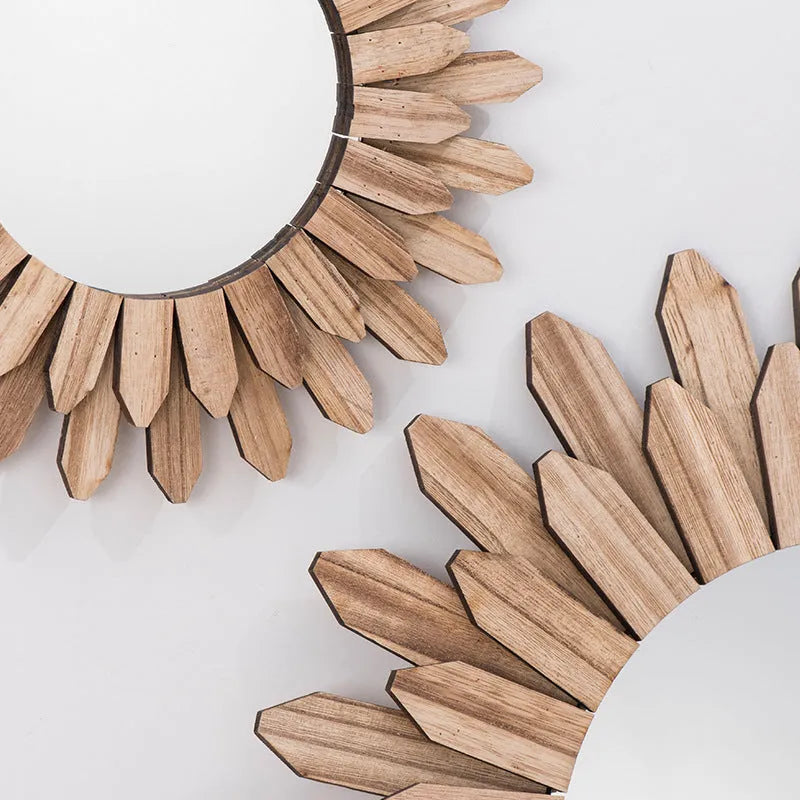 European-style solid wood hanging mirror with baked colour finish in three size options
