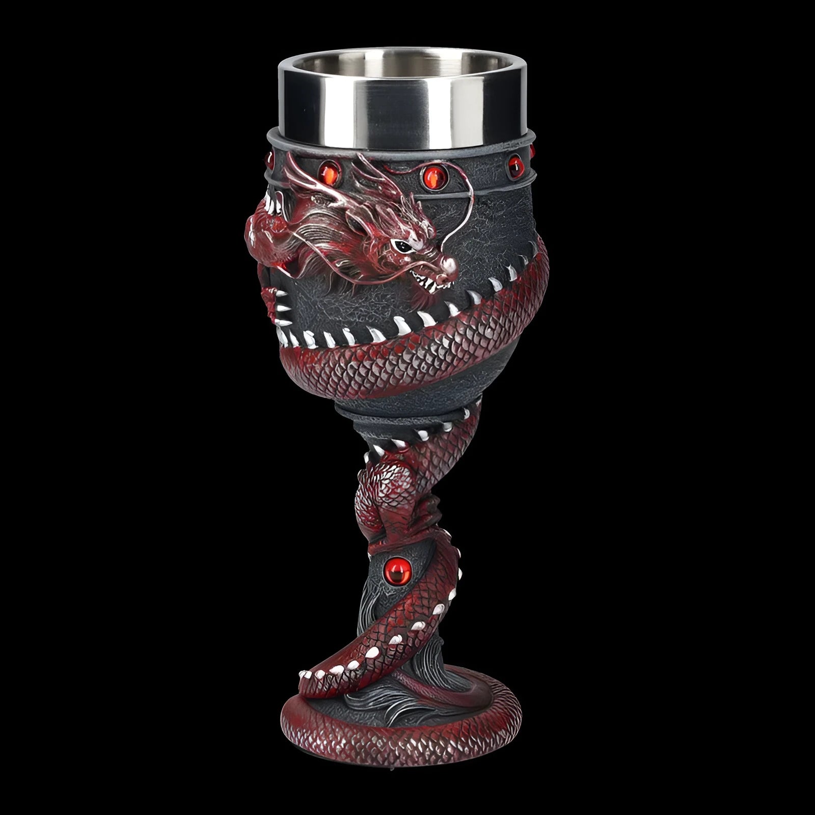 Red wine glass with Chinese dragon design in gold colour, 200ml capacity