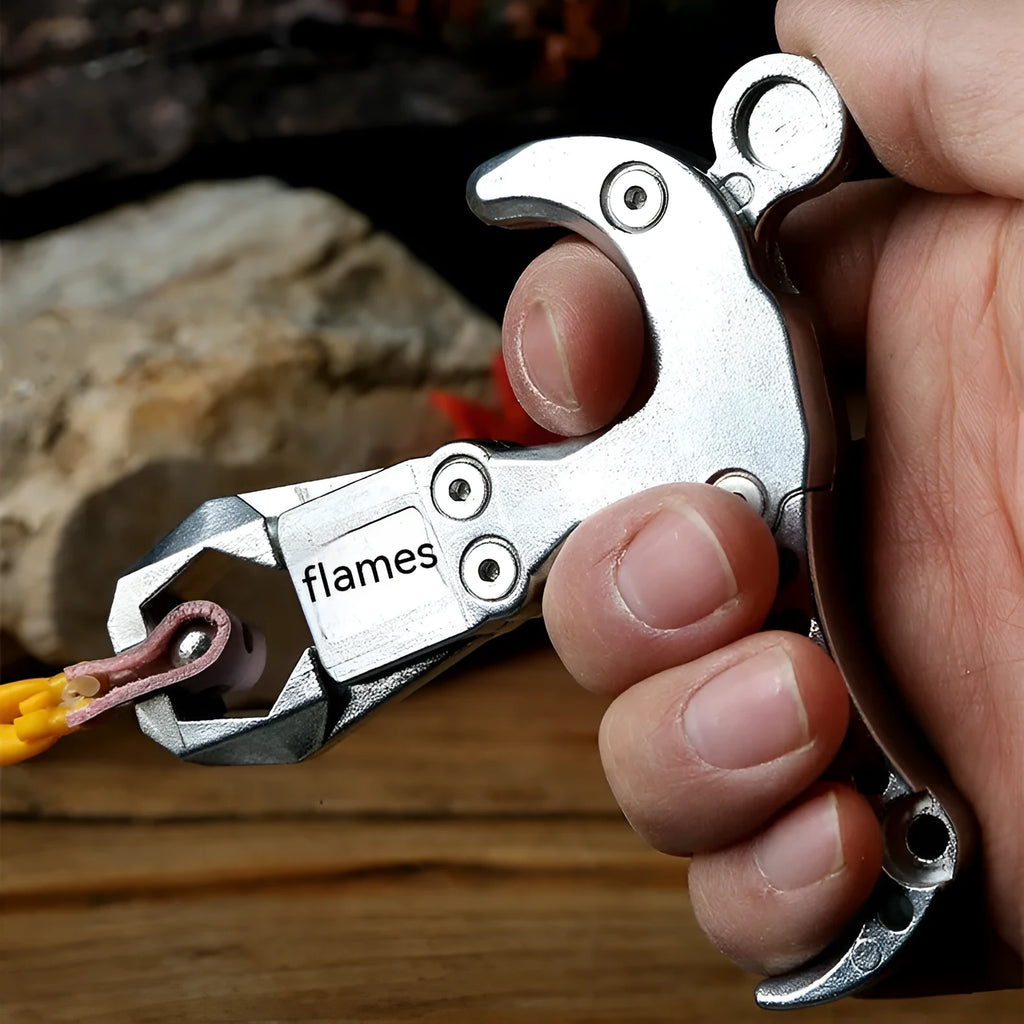 Zinc alloy fishing release aid with two-axis harpoon clip and stainless steel dispenser for spearfishing