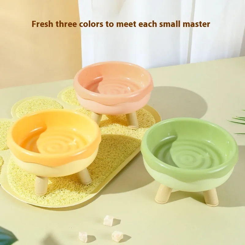 Donut four legs cat bowl 300ml PP plastic raised cat food holder available in multiple colours