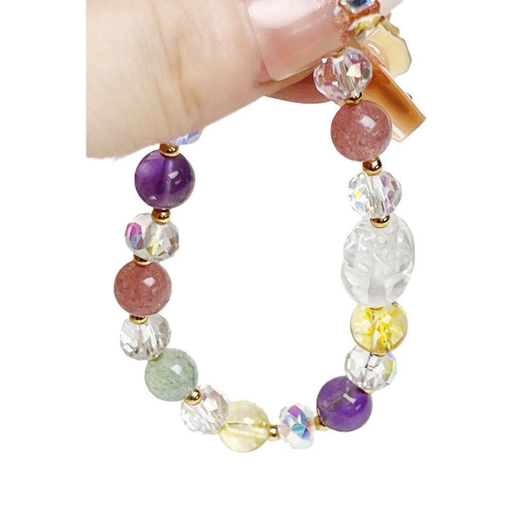 Crystal zodiac bracelet with phoenix nine-tail fox design on wrist