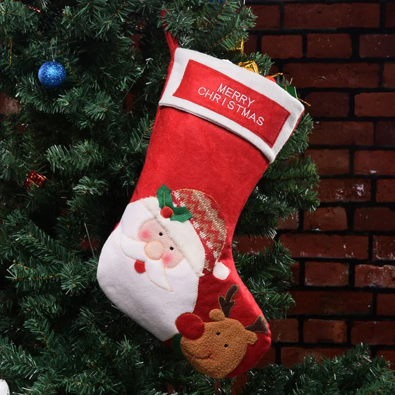 American style Christmas stocking pendant decorations in elk, old man and snowman non-woven fabric designs