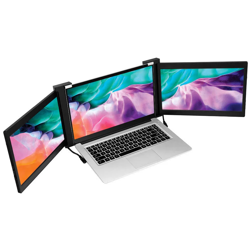 Black portable 12.2-inch IPS dual screen monitor with USB-C and HDMI ports