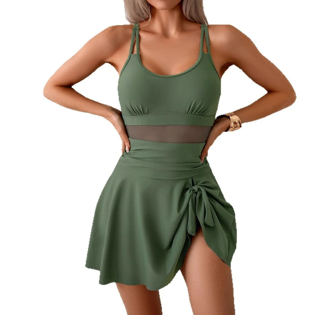 Women's solid colour one-piece swimsuit in nylon spandex fabric with backless cut and high elasticity, available in sizes S to XXL