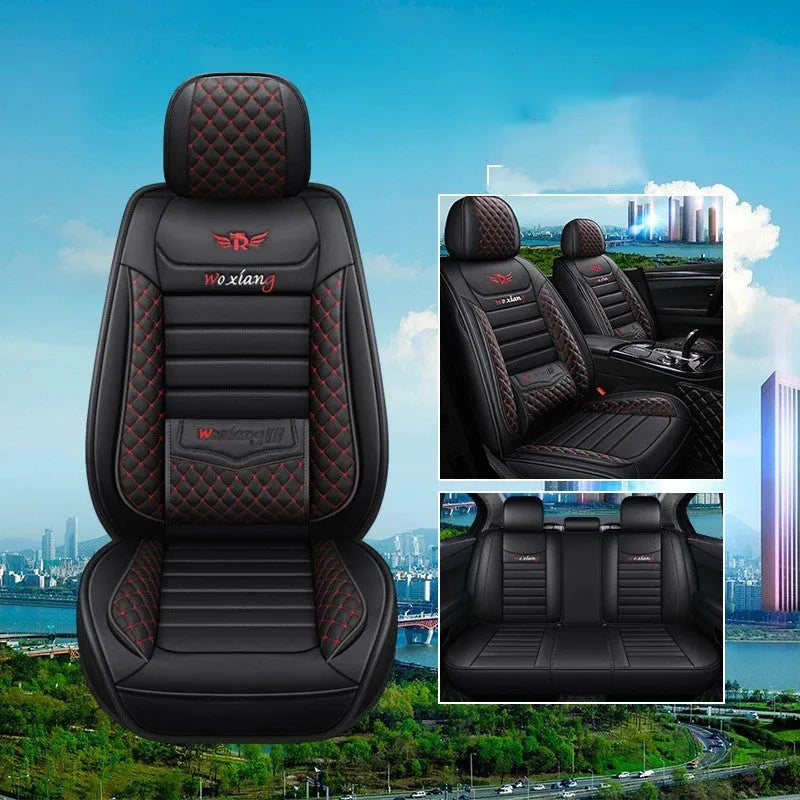 Red universal car seat cushion with high-elastic sponge filler on a car seat.