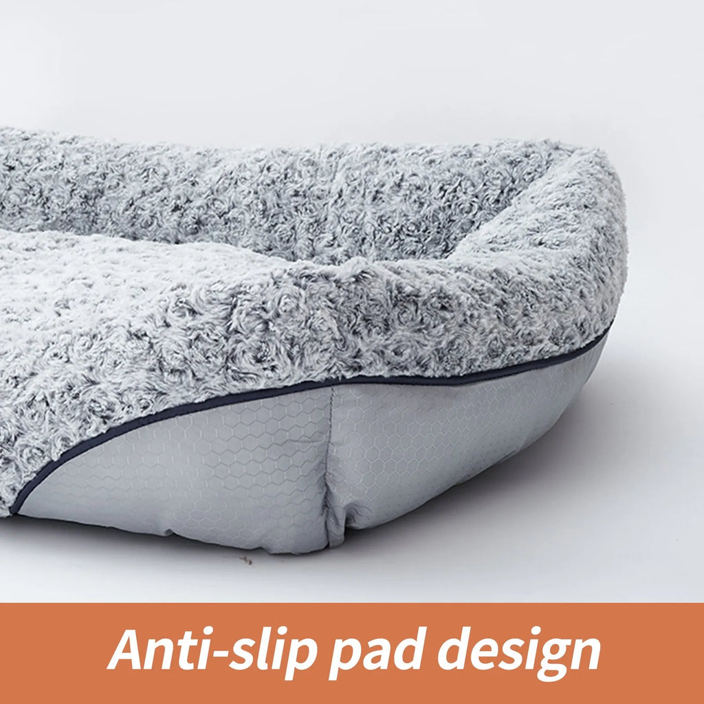 Swirl rose velvet dog bed with removable cushion for small medium dogs, sofa-style design