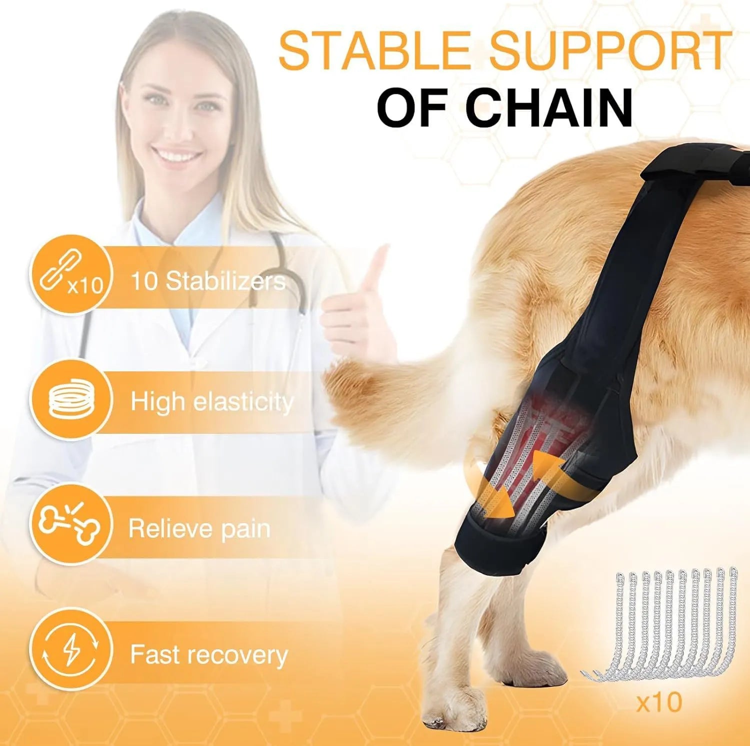 Dog leg protector knee brace with auxiliary belt for joint protection in small medium and large sizes