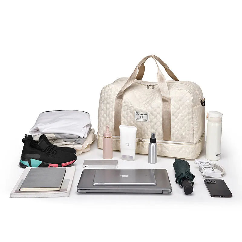 Large capacity Oxford cloth travel bag in street style with sewing thread detailing
